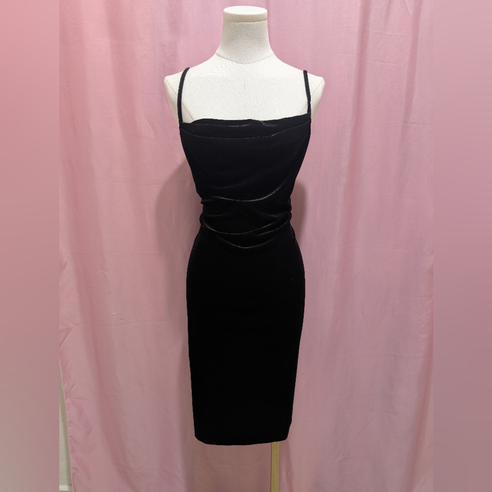 Y2K Bebe Cowl Neck Velvet Midi Dress (Medium) ‼️Open To Offers‼️